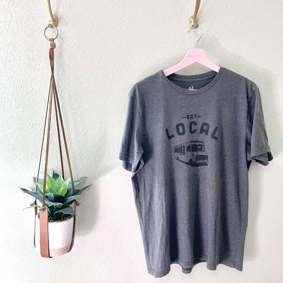 Locally Grown Eat Local Grey Short Sleeve Graphic Tee Size L - Picture 1 of 5
